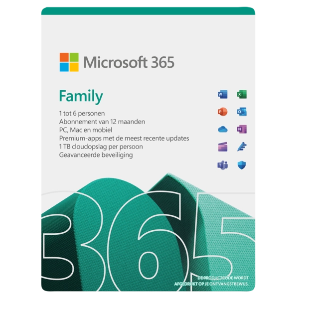 Microsoft 365 Family (6 gebruikers / 1 jaar) voor pc/mac – ESD.