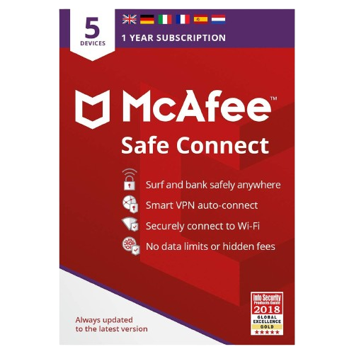 McAfee Safe Connect VPN – 5 apparaten – 1 jaar